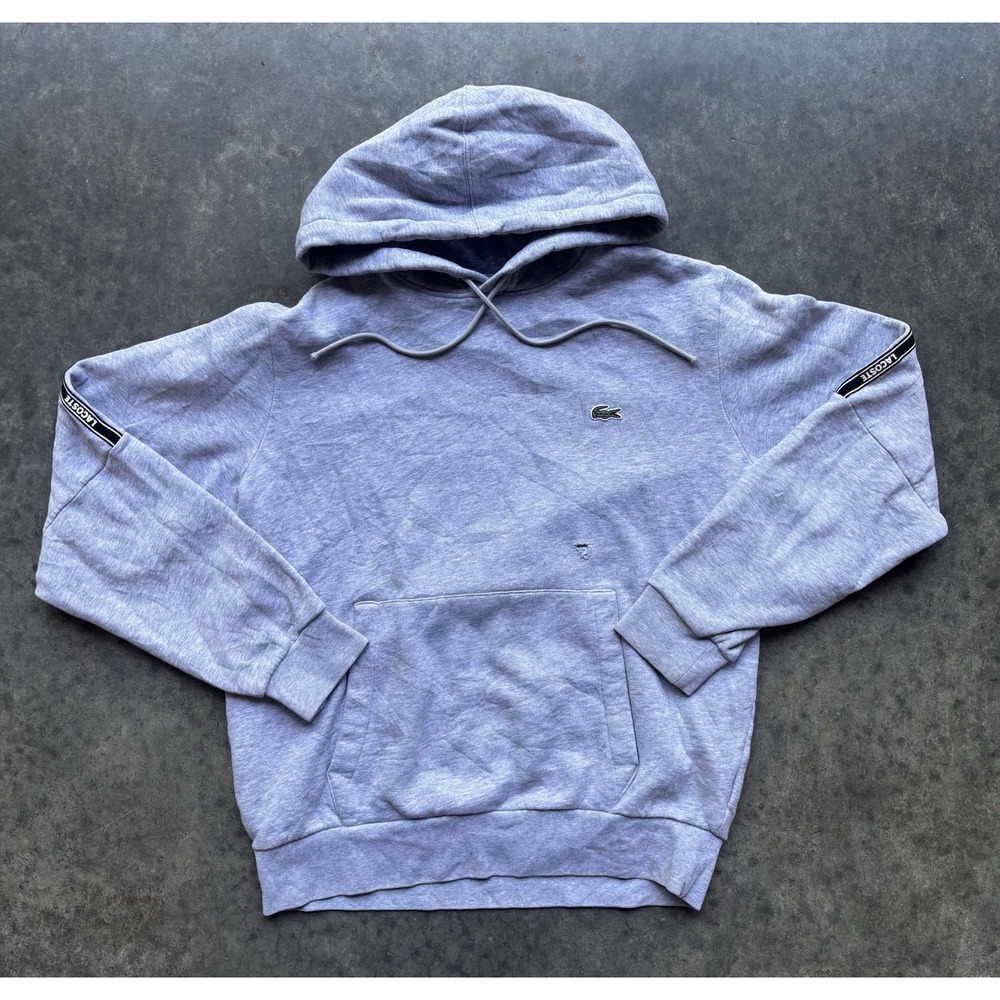 Lacoste Pullover Hoodie Men's Size Medium Sweatshirt Gray